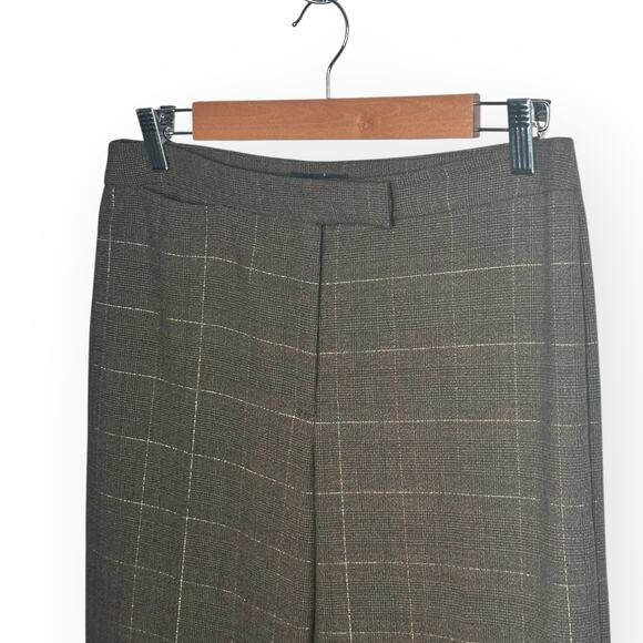 Vintage BCBGMAXAZRIA Wool Blend Metallic Gold Check Dress Pants Straight Leg - Picture 5 of 11